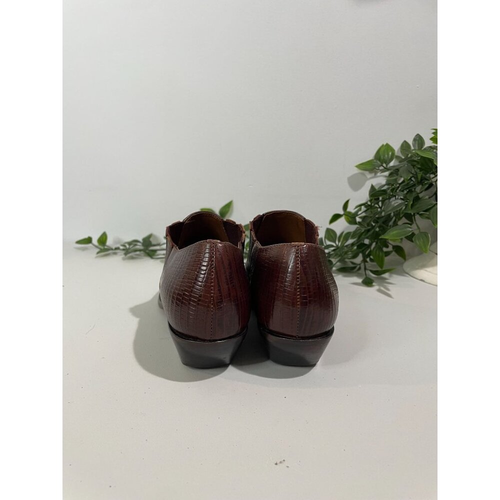 Vintage Sabree Brown Leather Pointed-Toe Slip-On Shoes Size 5.5 For Women's - Picture 7 of 12